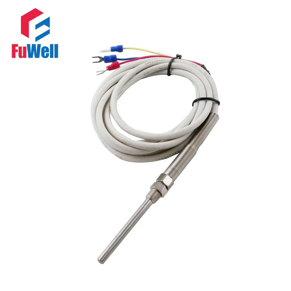 PT100 Sensor Temperature Control Thermocouple 5x50mm/5x100mm Probe 1M/2M/3M White Wire