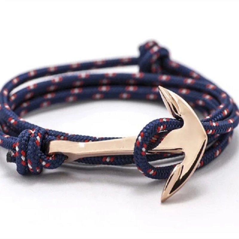 New Adjustable Men Paracord Anchor Bracelet Friendship Charm Bracelets Survival Rope Chain Bracelets &Bangles For Men and Women