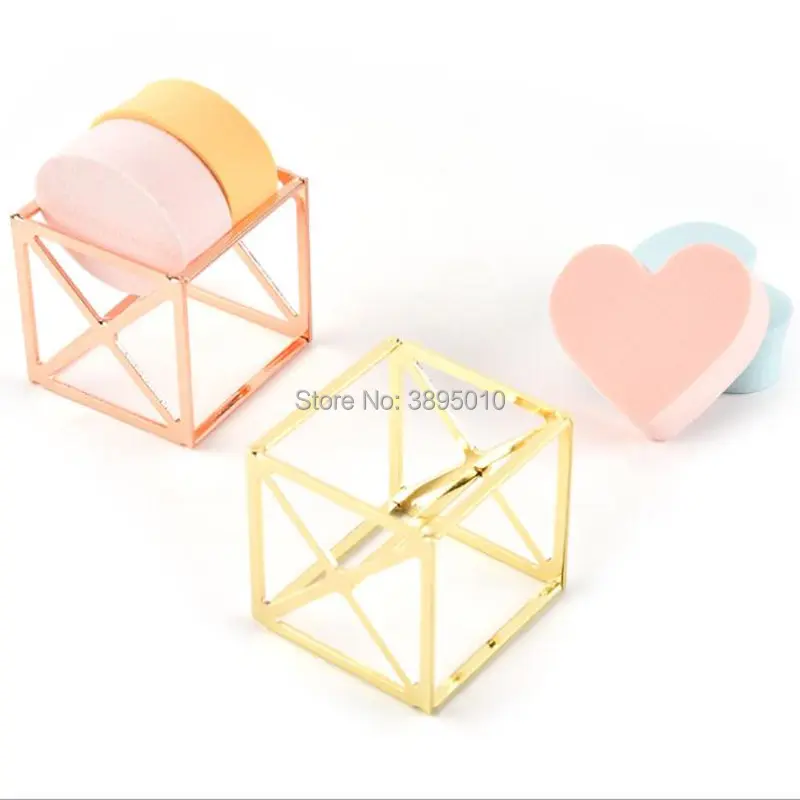 Cube Carbon Steel Drying Rack Beauty Bracket Makeup Sponge Holder Hollow Cosmetic Puff Display Stand Support Square Base F1004