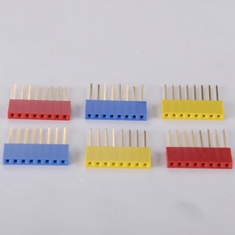 60pcs Colored 2.54mm Single Row Straight Pin Header Female Socket 11mm Long Pin PCB Connectors