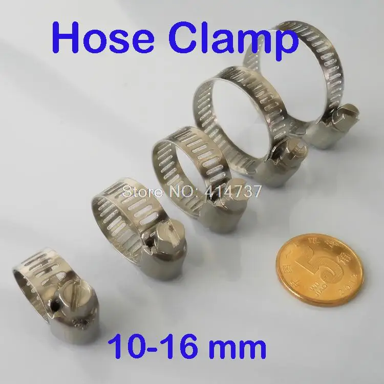 

100pcs/lot High Quality 10-16mm American hose Clamp,Stainless Steel Hose Hoop Pipe Clamp