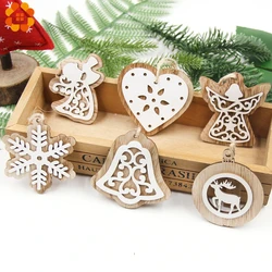 2PCS Vintage European White Wooden Pendants Ornaments Hanging Gifts For Wedding&Christmas Party Decorations Tree Ornaments