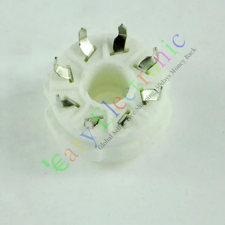 Vente en gros et au détail 20 pièces 8PIN PCB montage argent céramique vide TUBE prise 6L6 EL34 KT88 6550 6SN7 livraison gratuite