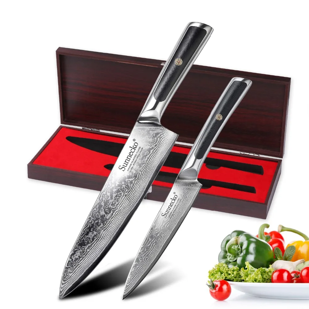 Sunnecko Chef's Knives 1-2PCS/Set VG10 Damascus Steel 8