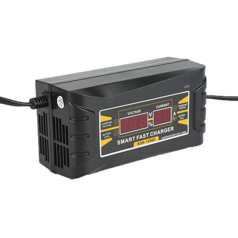 Genuine Full Automatic Smart 12V 10A Lead Acid/GEL Battery Charger w/ LCD Display US EU Plug Smart Fast Battery Charger