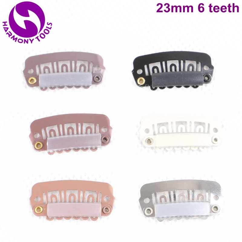 1000 pezzi 2.3cm 6 denti clip in acciaio inossidabile per estensioni dei capelli-(nero, marrone D, marrone M, marrone L, biondo, argento)