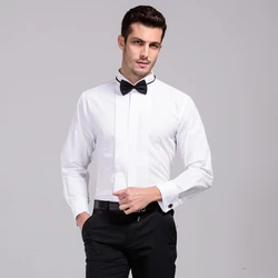 New Arrival francuski mankiet skrzydło wskazówka kołnierz męska formalne ubranie koszule Tuxedo koszule oblubieniec koszule ślubne dla mężczyzn kostium sceniczny