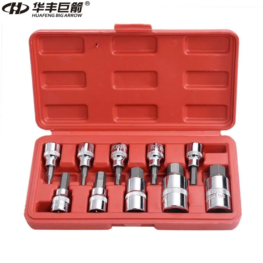 Julaihandsome 10PC Hex Bit Socket Set Metric/Inch Sze 3/8\