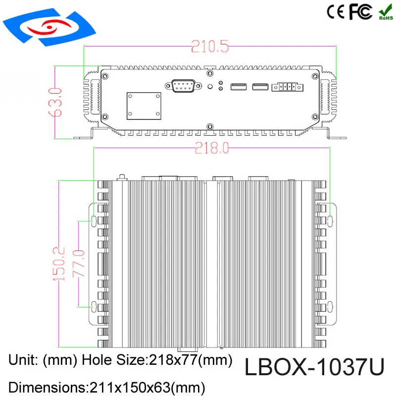 Lüfterlose Barebone Mini PC Intel Core I5-3337U Windows 10 Robuste ITX Fall Embedded Industrielle Computer 2 LAN HDMI 6 COM Nettop