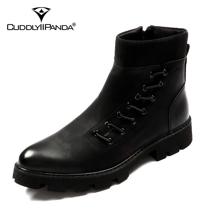 CuddlyIIPanda Luxury Brand 2023 Men Fashion Sneakers Spring Autumn Winter Ankle Boots Retro High Top Size Zipper Men Short Boots