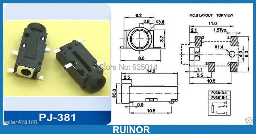 

500PCS 4pin SMD SMT 3.5mm Socket Jack for Headset Headphones Mount