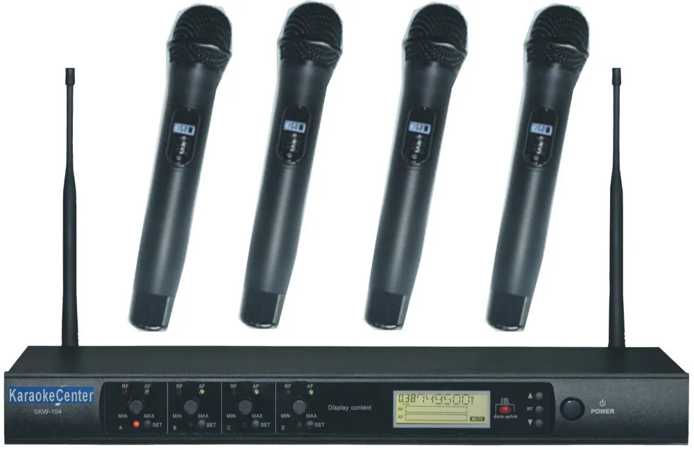 Professional UHF Wireless Karaoke Microphone 200CH x 4 Hand Held radio Microphones KTV MTV machine