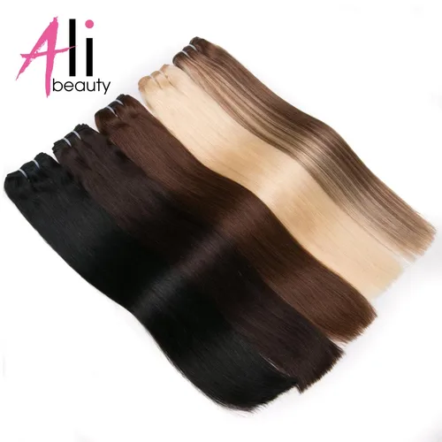 Imagen 2 del producto Paquetes de trama de cabello humano liso, extensión de cabello humano Natural Remy europeo, 100g, tejidos de cabello rizado