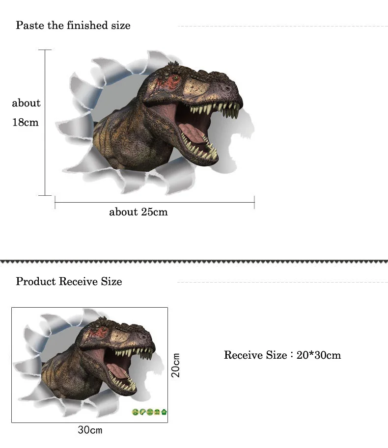 Gebrochen Wand 3D Dinosaurier Wand Aufkleber Für Bad Kinder Zimmer Wohnzimmer Home Dekoration Kunst Abziehbilder Tapete Kühlschrank Aufkleber – Detail 1