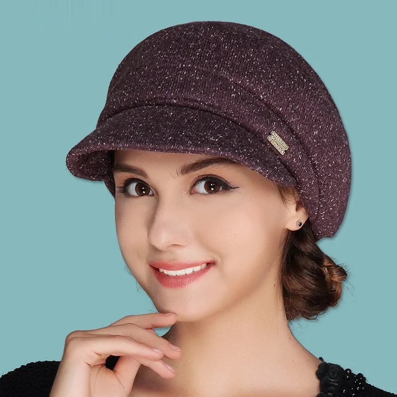 Lady New Arrival Wool  Hat Women 's Autumn and Winter Thick Warm Knitted Cap Students Warm Woolenn Cap  Fashion Hats B-7606