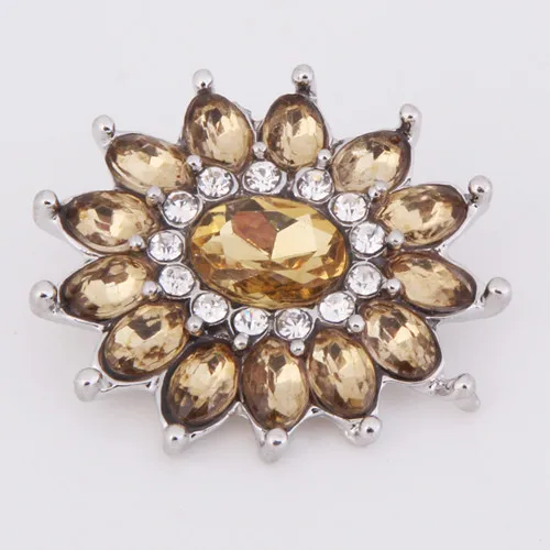 Hot KZ1169 Charm Flower Rhinestone Fashion 18mm snap buttons fit DIY snaps Bangles necklaces jewelry wholesale trendy women