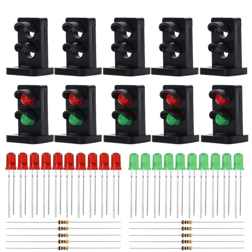 JTD25 10 sets Target Faces With Red Green LEDs for Railway Dwarf Signal O Scale 2 Aspects