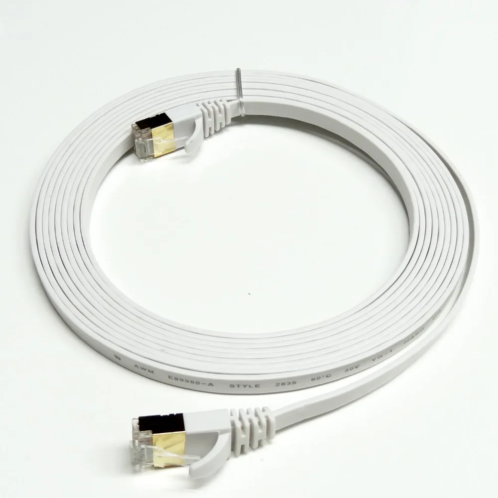 New 30m 100FT  CAT7 RJ45 Patch flat Ethernet LAN Network Cable  For Router Switch gold plated