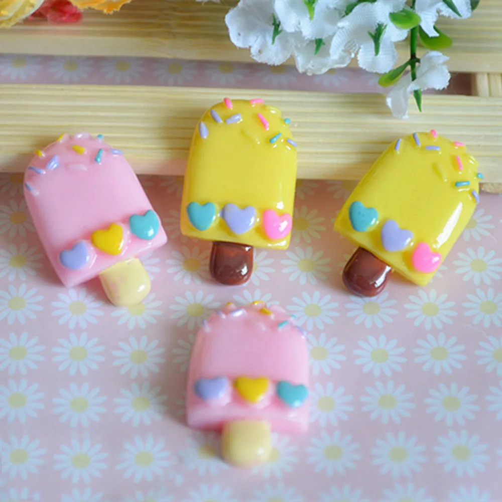 100pcs/lot resin hearts ice-lolly ice cream crafts for headwear phone decorates DIY accessories