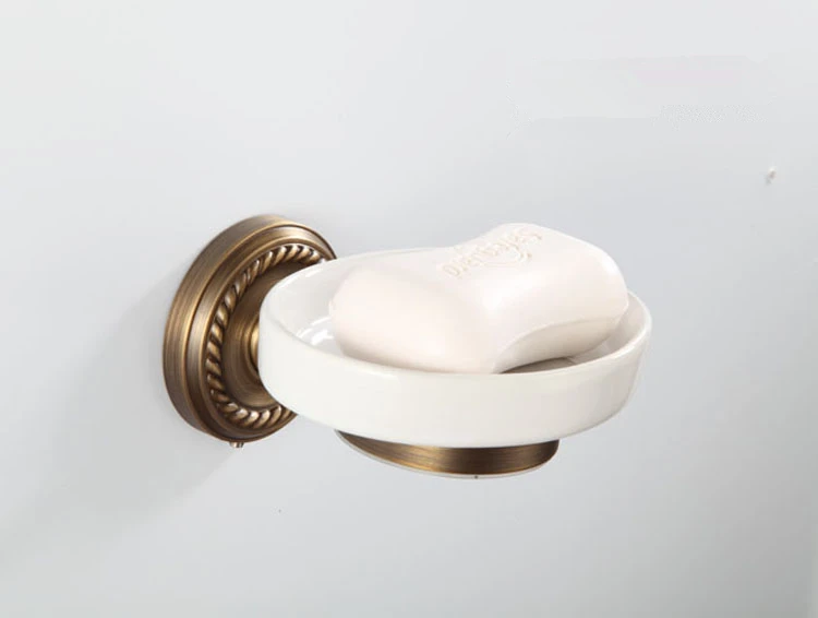 

Antique Brass Solid Brass Soap Basket / Ceramic Soap Dish Holder / Soap Box Bathroom Accessories Bath Product (UP-SD4013)