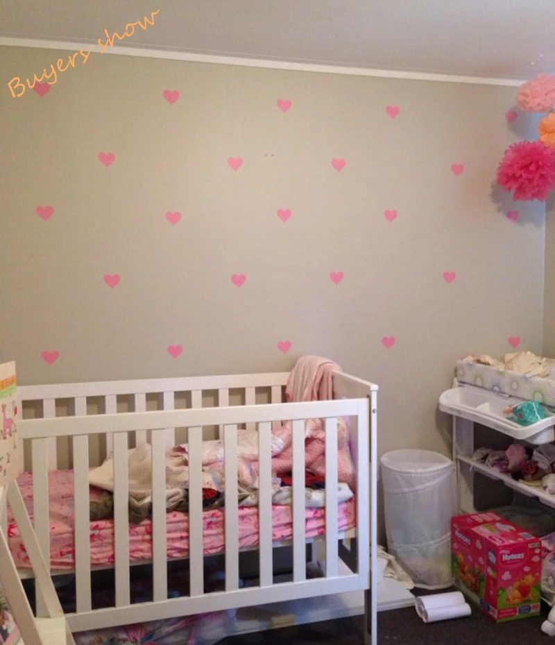Metallic Gold Wall Stickers Heart-shaped pattern vinyl wall decals nursery art decor Little Hearts Stickers