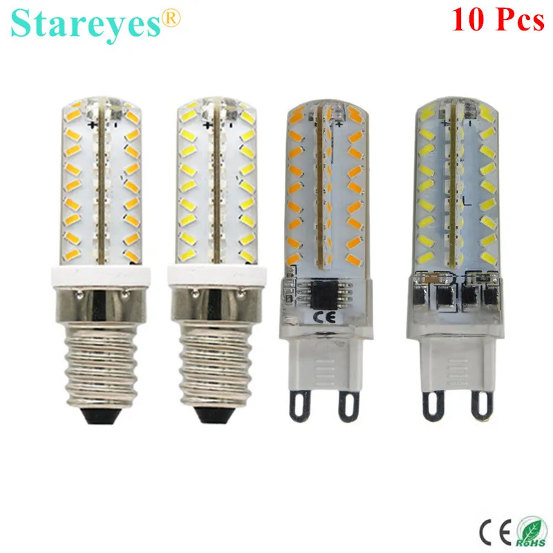 

10 Pcs Silicone G9 E14 SMD3014 72 LED 7W Dimmable Dimmer LED Corn lamp Droplight Chandelier candle bulb Pendant light lighting