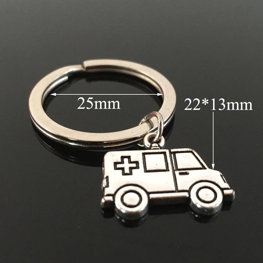 1 Piece Fashion Jewelry Drive Safe Car Keyring Ambulance Pendant Nurse Keychain For Doctor Nurse Friends Alloy Gift Key Chain