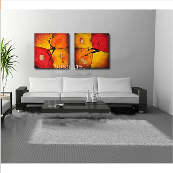 Free Shipping Handpainted Home Decor Wall Art Group Picture Modern Home Decoration Abstract Oil Paintings Dancers Paintings