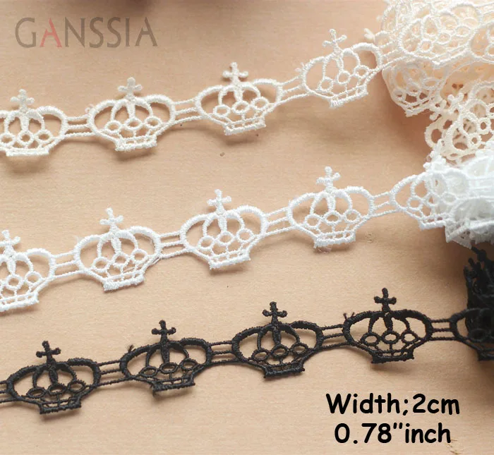 1yard Width: 2cm Vintage Crown Design Mesh lace Embroidered Trimming Lace for Garment Scrapbooking (ss-556)