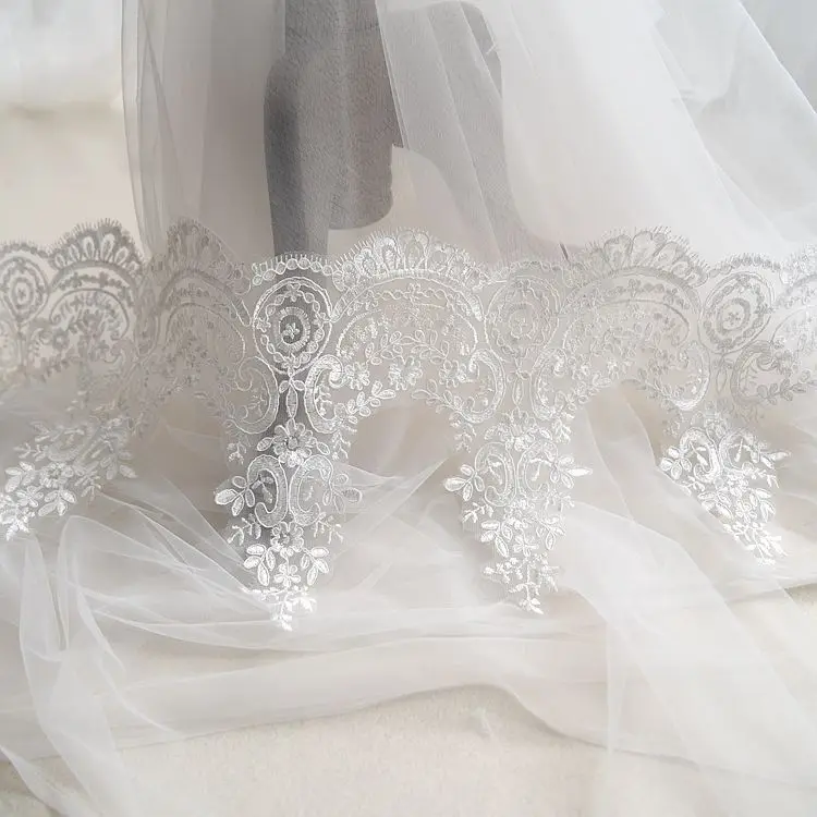 3 Yards/Lot 14 Farben Auto Knochen Stickerei Stoff Pailletten Spitze Trim Für Handgemachte DIY Kleidung Hochzeit Kleid Schleier 24CM Zubehör – Detail 9