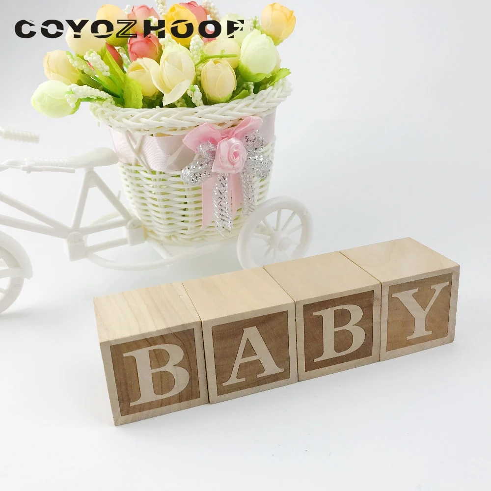 4Pcs  Natural Nursery Blocks 4cm Baby Blocks Rustic Baby Girl or Boys Nursery Decor Christmas Kids Gifts Children Toys