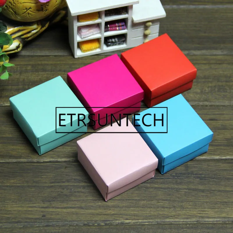 

500pcs 6.5*6.5*3.8cm colorful paper cardboard jewelry gift box wedding candy chocolate party favor packaging box