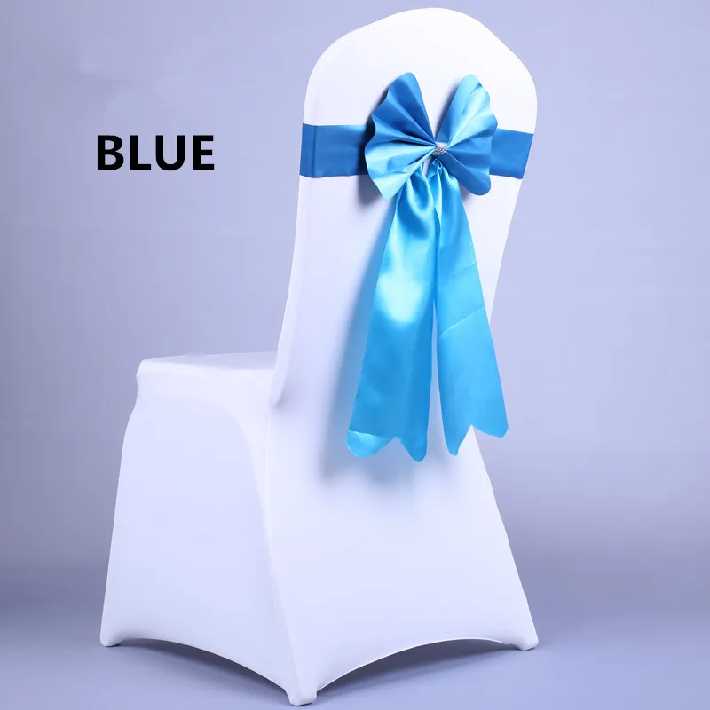 9 colors PU free tie elastic force fish tail bowknot wedding chair cover wedding party decoration 10pcs/lot