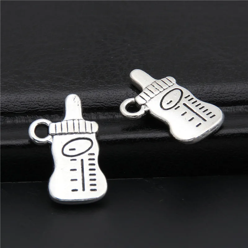 

50pcs Metal Baby Bottle Charms Feeder Pendant Gift For Newborn Jewelry Finding Handmade Diy Silver Color Bead A2918