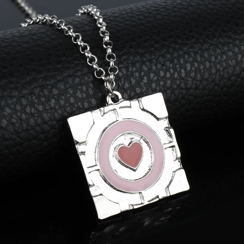 dongsheng Enamel Heart Necklace 3D Game Portal2 Pendant Nmucho Portal Collar Portal 2 Companion Cube Statement Necklace Women