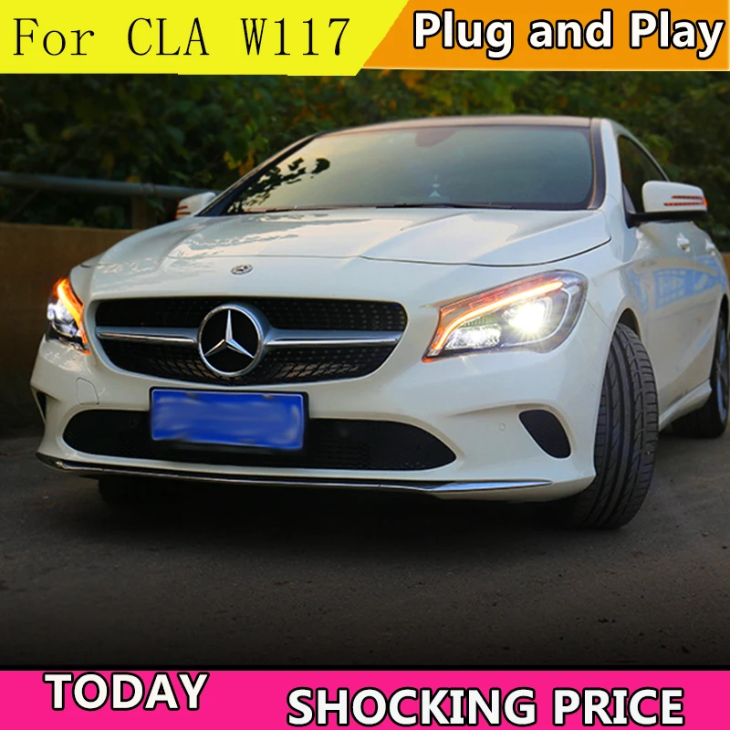 Car Styling Head Lamp For Mercedes-Benz CLA 17-18 led car lights Angel eyes ALL LED KIT Fog lights LED Daytime Running Lights