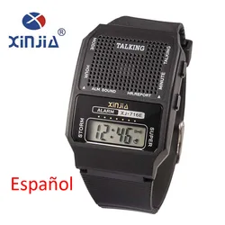 Simple de Edad Hombres y Mujeres Reloj Hablar Hablar Español Electrónico Digital Relojes Deportivos Para Las Personas Ciegas de Anciano