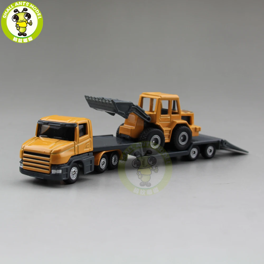 SIKU 1610 1611 1613 1616 Truck Trailer Low Loader with Excavator Bulldozer Yacht Helicopter Diecast Car Model Toys for kids gift