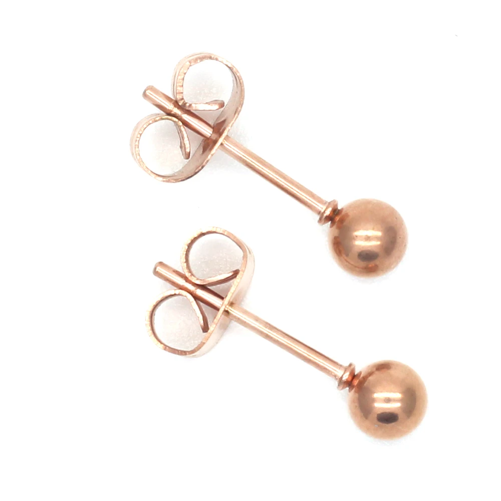 ag06 Fashion ClasSic Mini Balls 2mm to 8mm Stud Earrings Push-back Metal 316l Stainless Steel