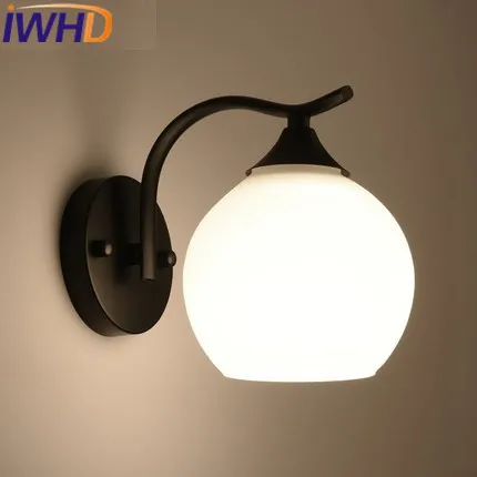 IWHD Glass Vintage Industrial Lighting LED Wall Light Fixtures Loft Retro Wall Lamp Black Bedroom Antique Wandlamp Arandela