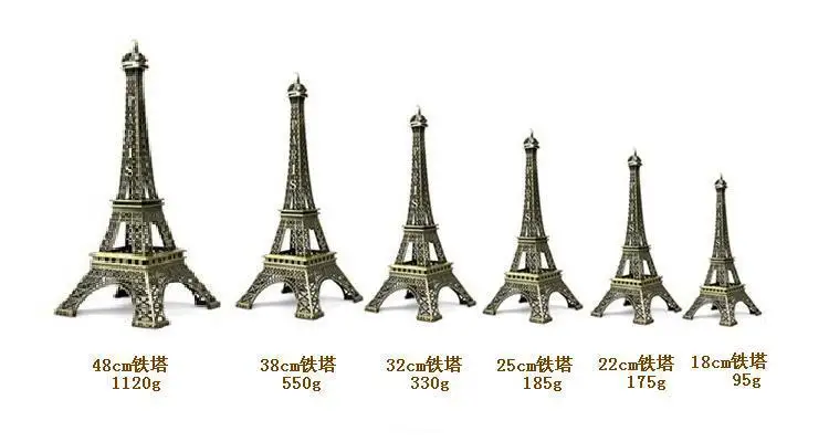 Alloy Model Decor Vintage Bronze Tone Paris Eiffel Tower Figurine Statue 32/38/48/60cm Hot