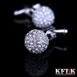 KFLK Jewelry Brand Crystal Fashion Cuff link Button High Quality shirt cufflink for mens Luxury Wedding guests