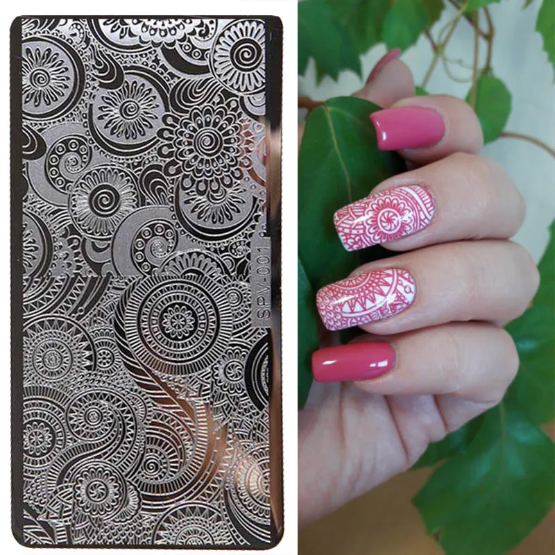 SPV Nail Stamping Plates Lace Flower Animal Pattern Nail Art Stamp Stamping Template Image Plate Stencil Nails Tool