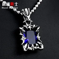 steel soldier stainless steel Retro classic style blue green stone pendant necklace men women fashion party Simplicity jewelry