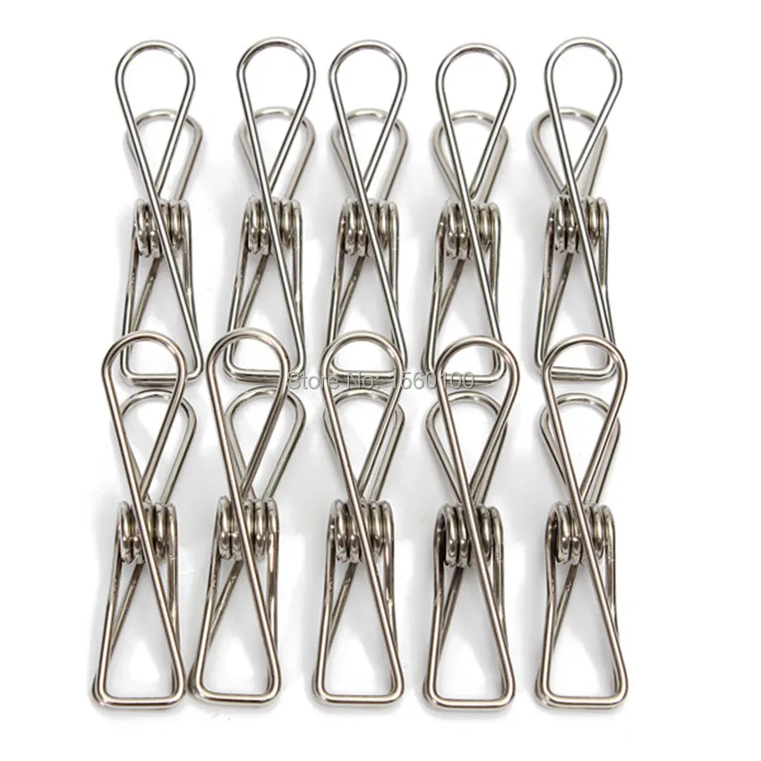 Free Shipping (20pcs/lot) Silver Metal Clips Stainless steel ticket clip Clothes/Socks Hanging Pegs Clips Clamps Silver Laundry