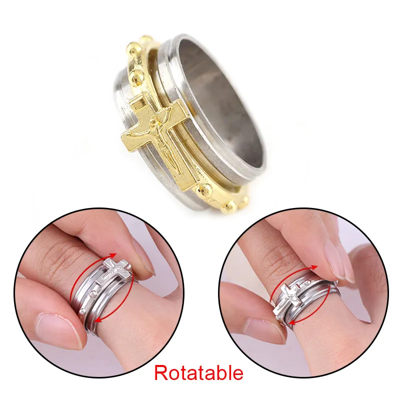 Stainless Steel Religious Ring Catholic Crucifixion Relief Ring Exquisite Religion Men's Wedding Ring Holy Belief Jewelry