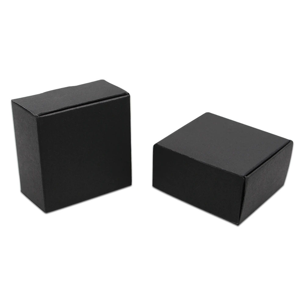 100PCS/ Lot Black Cardboard Paper Boxes Blank Kraft Paper Carton Box Folding DIY Soap Party Jewelry Crafts Gifts Packaging Box