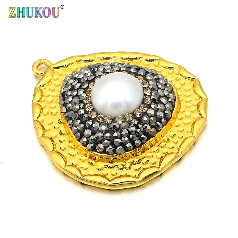 28*31mm Brass Cubic Zirconia Bead Charms Pendants DIY Jewelry Findings Accessories, Hole: 1.5mm, Model: VD299