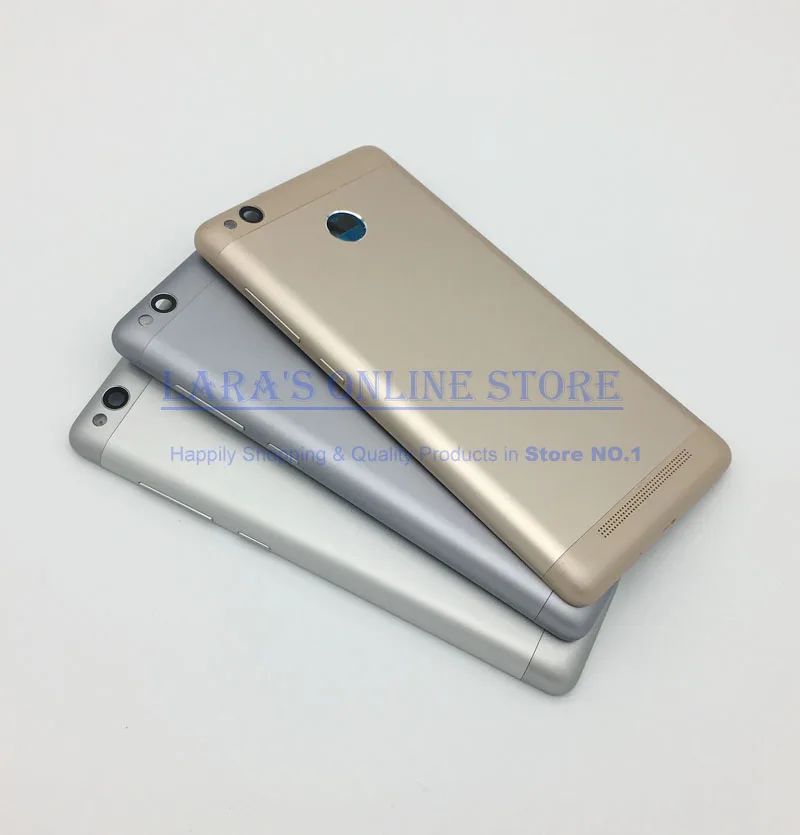 For Xiaomi Redmi 3S / Redmi 3 Pro Back Battery Door Cover Housing + Camera Glass Lens + Power Volume Button Replacement Parts