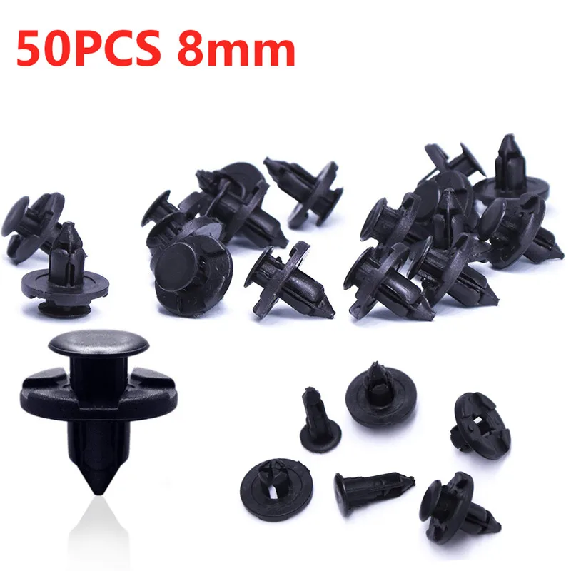 50Pcs/Set 8mm Rivet Retainer Plastic Car Fastener Clip Auto Bumper Fender Push type fixing Clips for Nissan Livina TIIDA Sylphy image 3